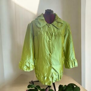 Cupcake faux silk jacket, size L, cute ruffle details, roomy fit, new with tag